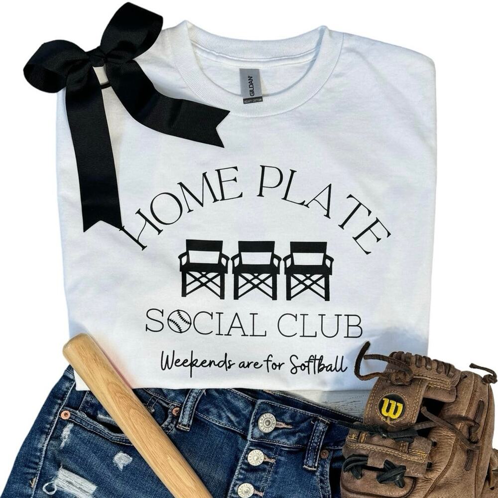 Softball Home Plate Social Club X-Large Womens White T-Shirt Short Sleeve